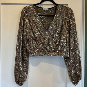 Fashion Nova Gold Sequin Crop Top